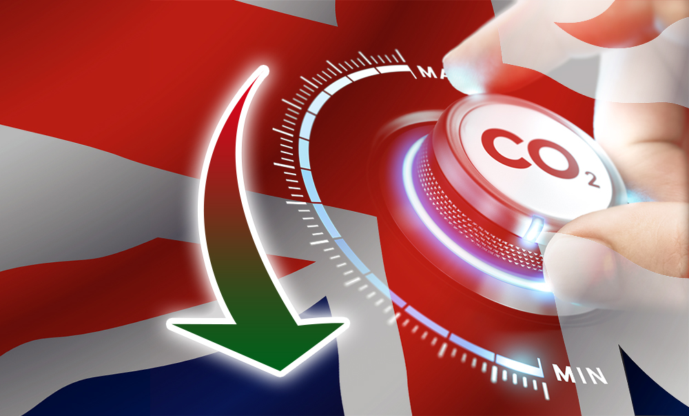 Carbon Dioxide emissions in the UK continue to fall.